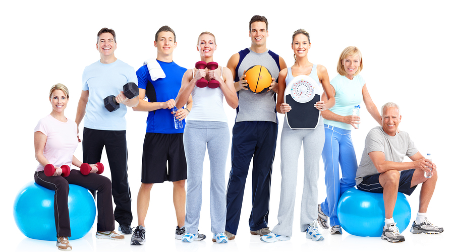 Group Of Fitness People. Isolated Over White Background.